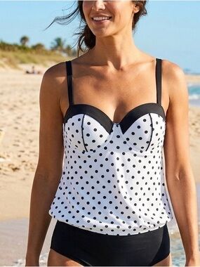 Lane Bryant Poke Dot Tankini Swimsuit Top With Underwire 40D